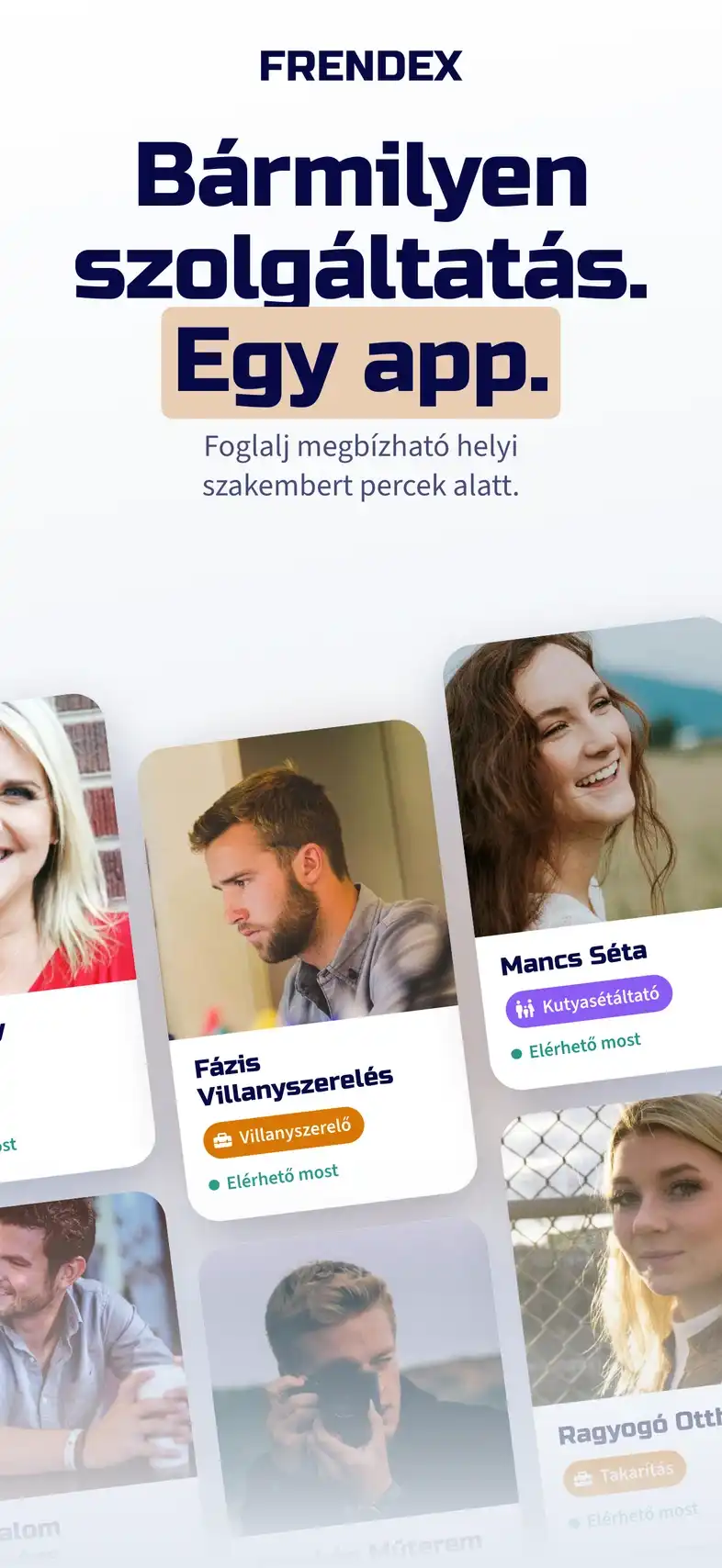 Bármilyen szolgáltatás. Egy app. Szolgáltatói kártyák villanyszerelőtől kutyasétáltatóig