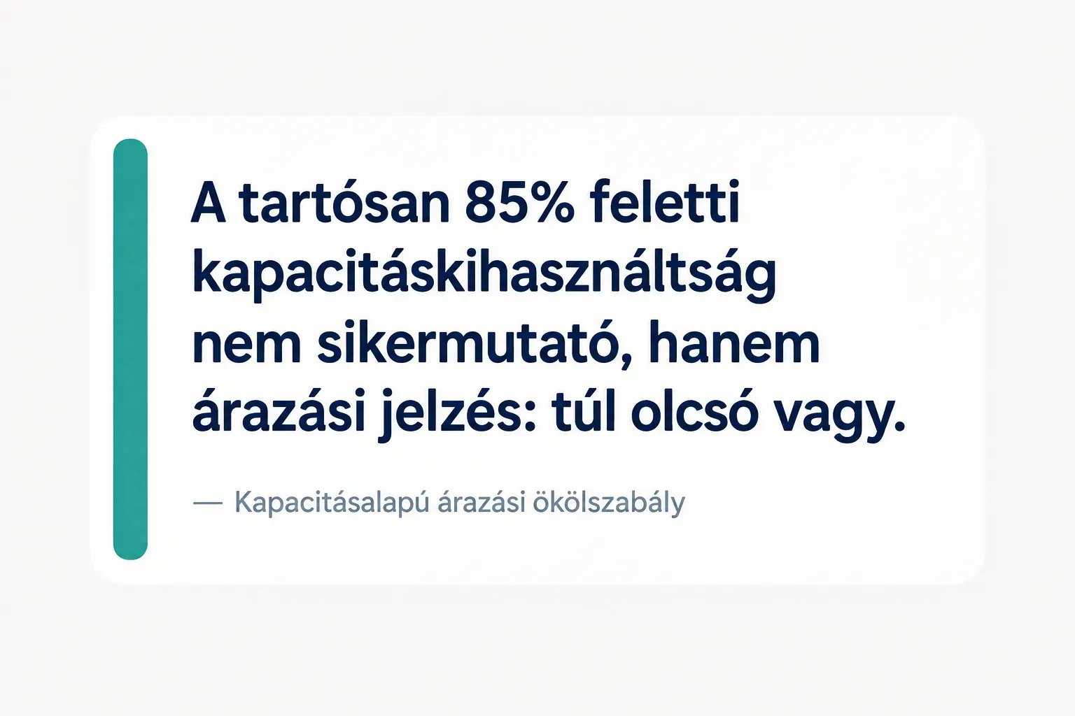 Key insight: A tartósan 85% feletti kapacitáskihasználtság nem sikermutató, hanem árazási jelzés: túl olcsó vagy…