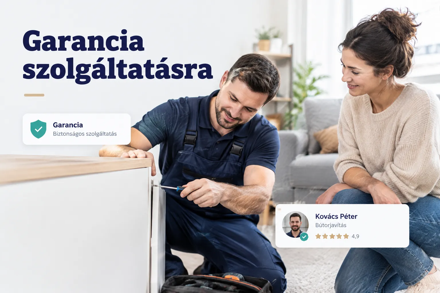 Garancia szolgáltatásra vonatkozó dokumentum és pecsét, amely a vállalt garanciális feltételeket igazolja