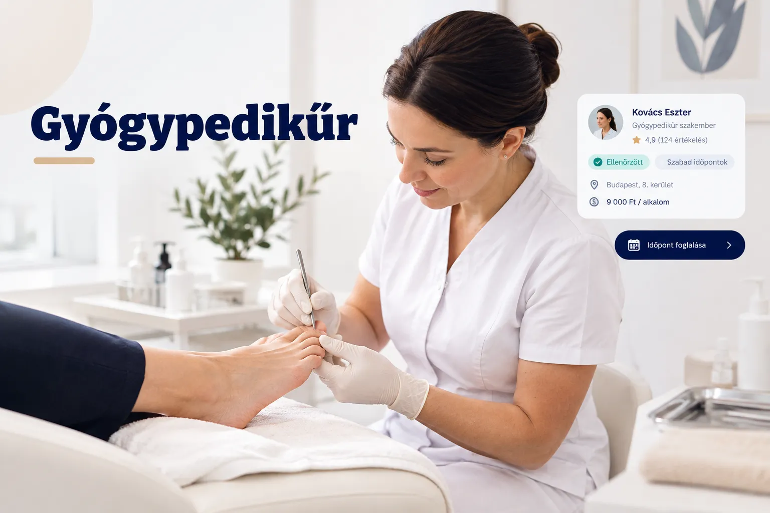 Gyógypedikűr kezelés közben, szakember eltávolítja a bőrkeményedést a láb talpán