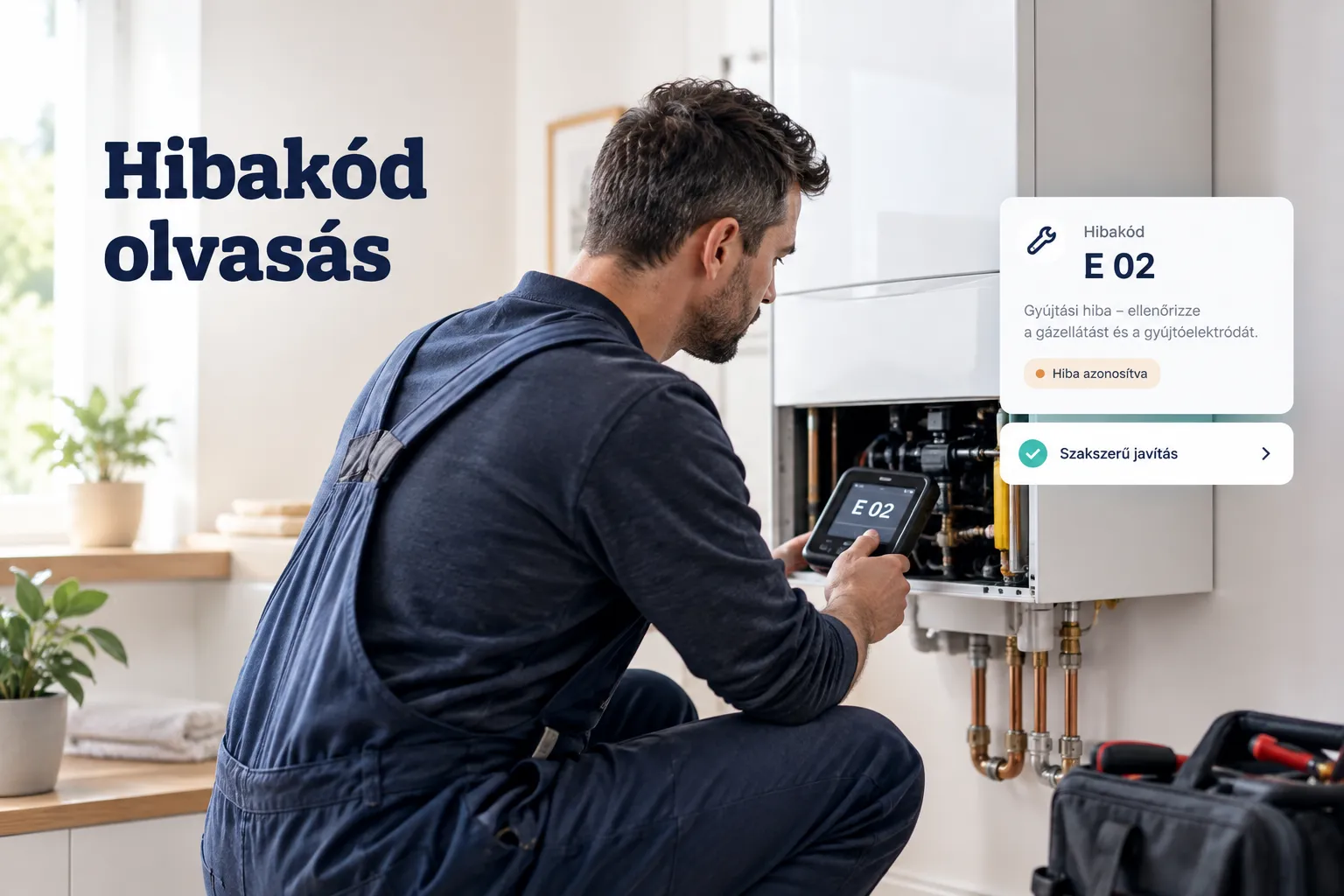 Diagnosztikai műszer hibakód olvasás közben autó OBD csatlakozóján keresztül