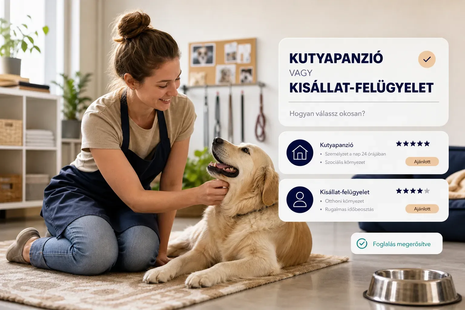 Kutyapanzió vagy kisállat-felügyelet összehasonlítása kutyatulajdonosok számára utazás előtt