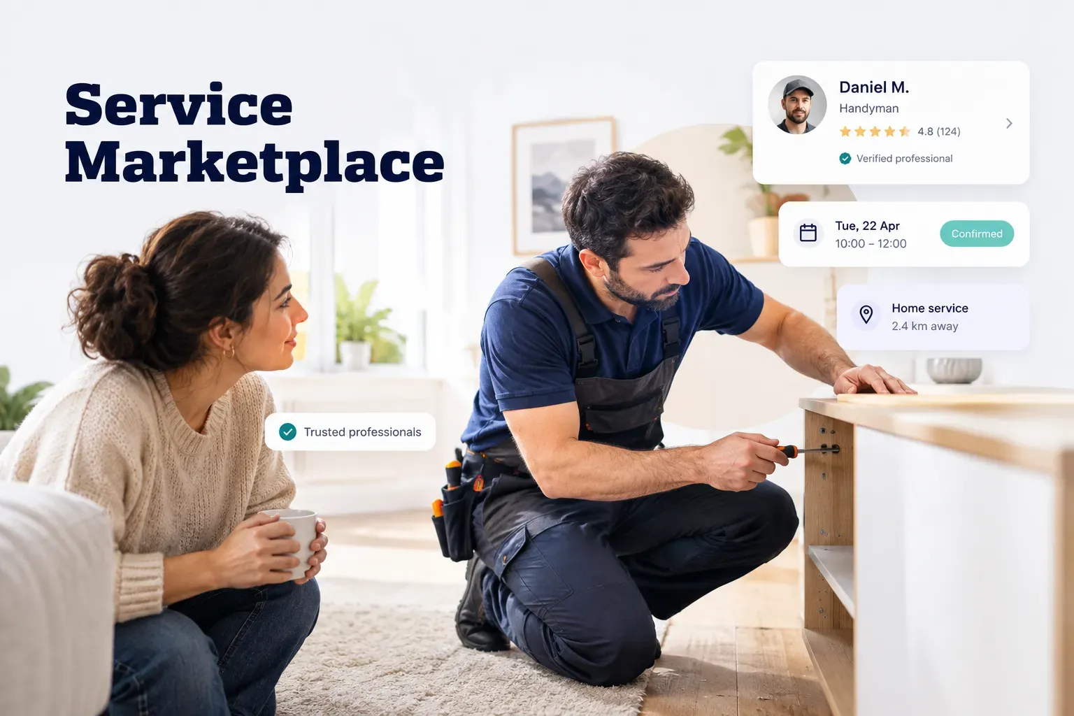 Users browsing provider profiles and comparing offers on a service marketplace platform interface