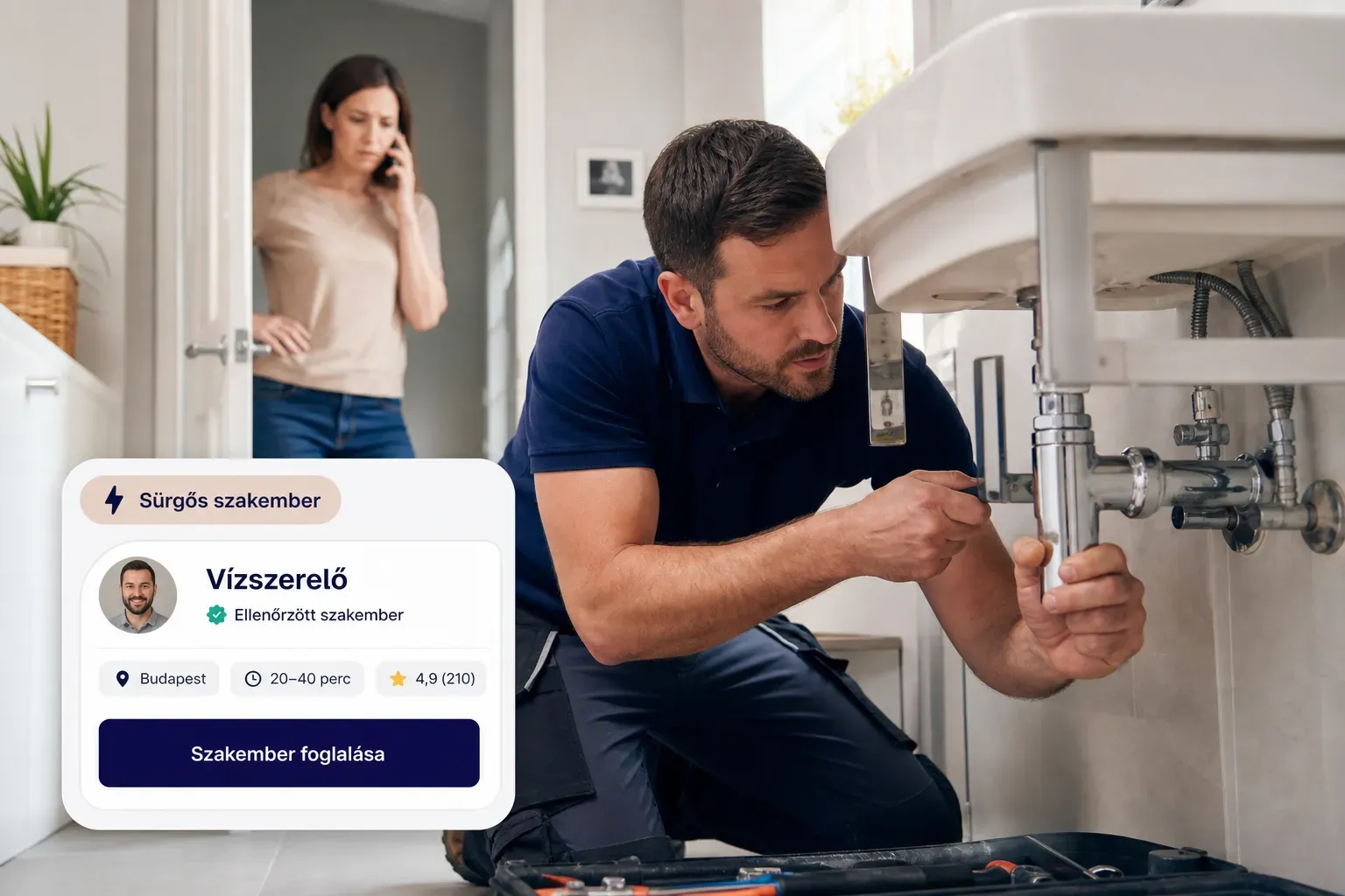 Sürgős szakember érkezik hívásra, gyors műszaki segítséget nyújtva ügyfél otthonában