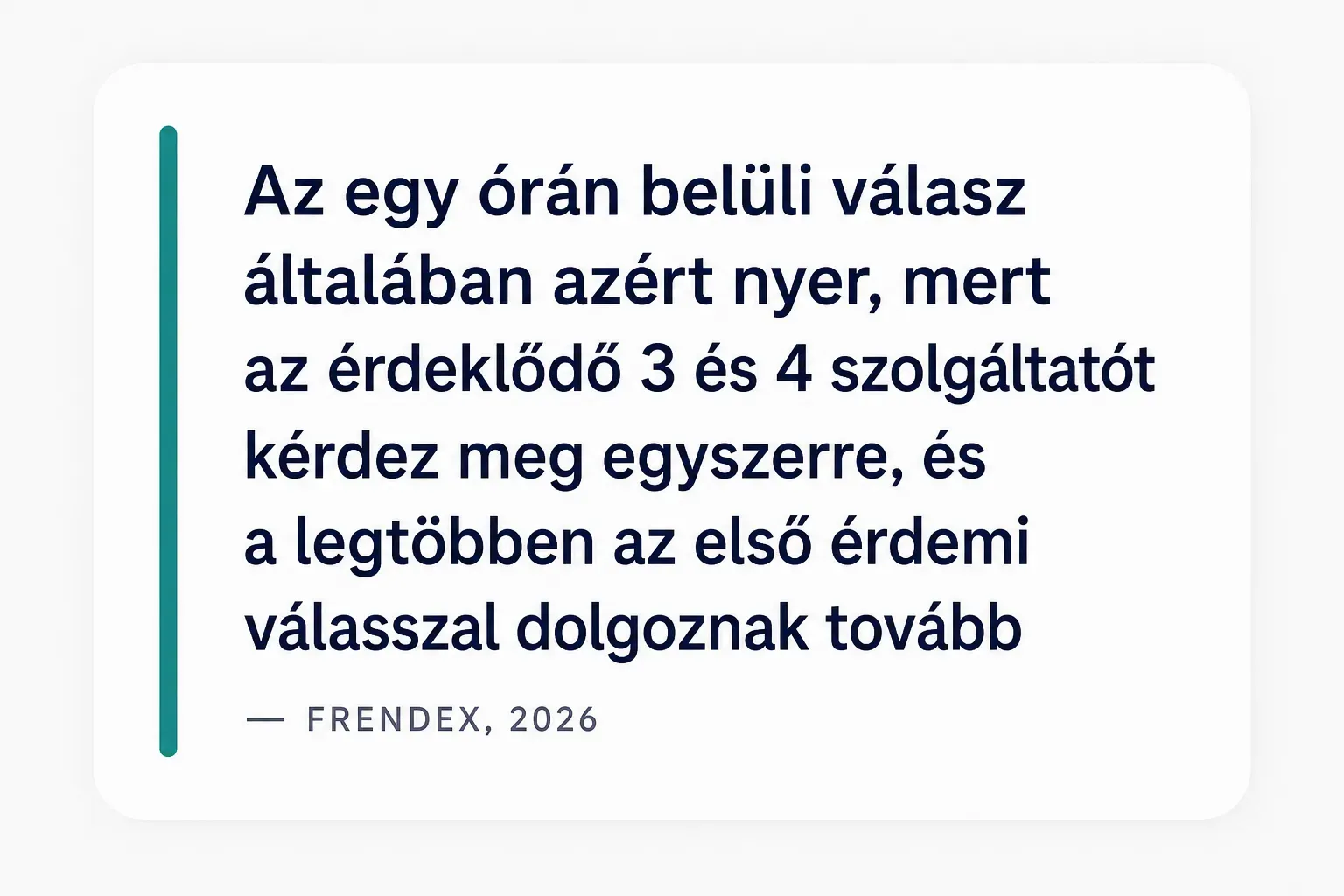 Key insight: Az egy órán belüli válasz általában azért nyer, mert az érdeklődő 3 és 4 szolgáltatót kérdez meg egyszerre, és…