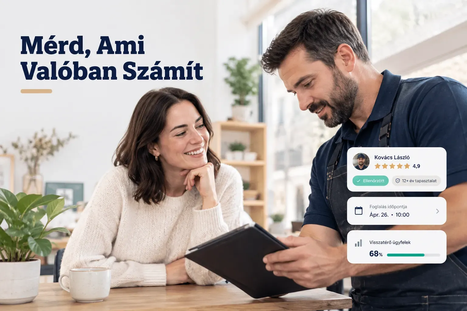 Visszatérő ügyfelek arányát mutató grafikon a "Mérd, Ami Valóban Számít" elemzésből